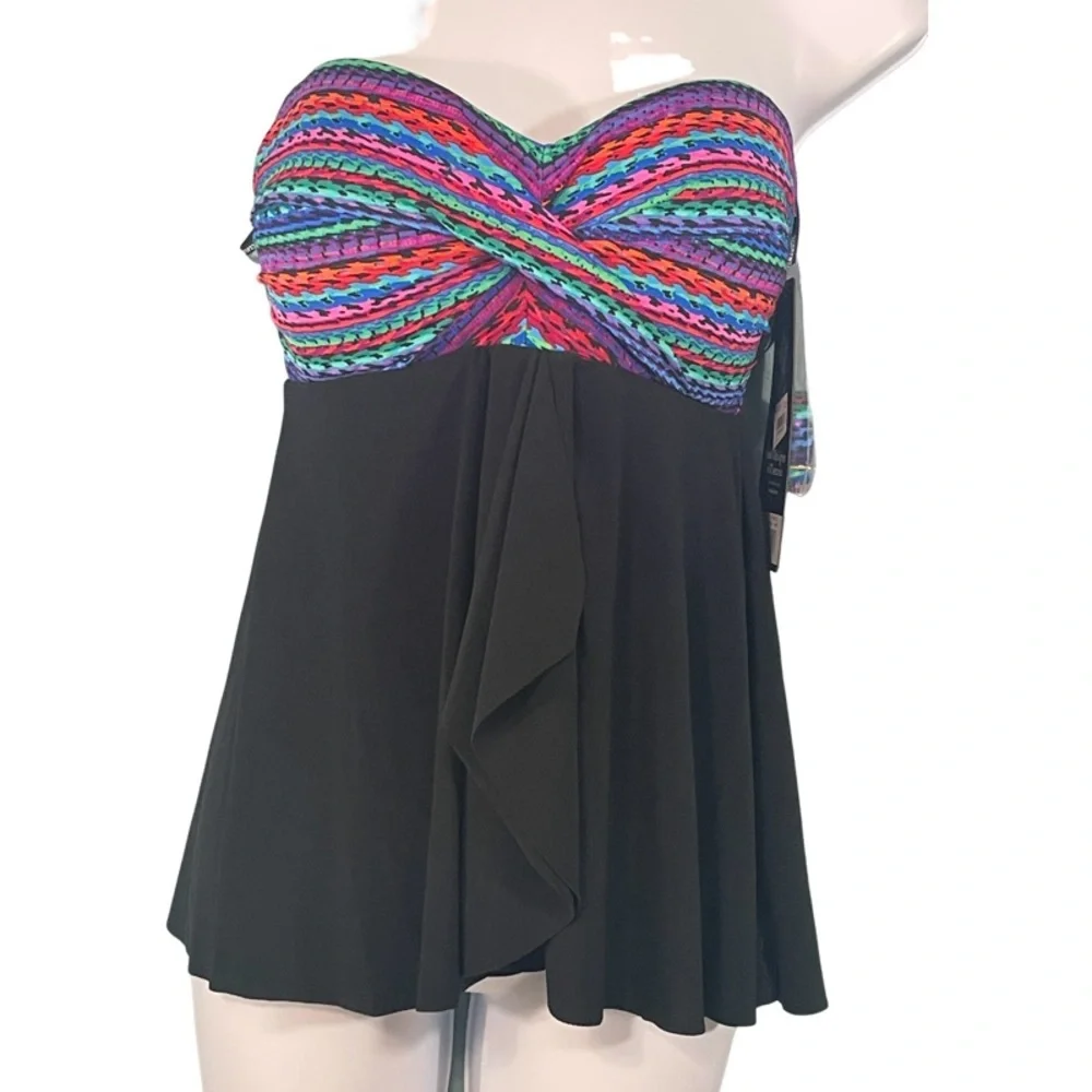 Miraclesuit Cadiz Flyaway Bandeau Tankini Swim Top Size 8 - Picture 2 of 6